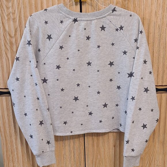 Pink Rose Gray Star Print Pullover Sweatshirt - Size M - Picture 7 of 13